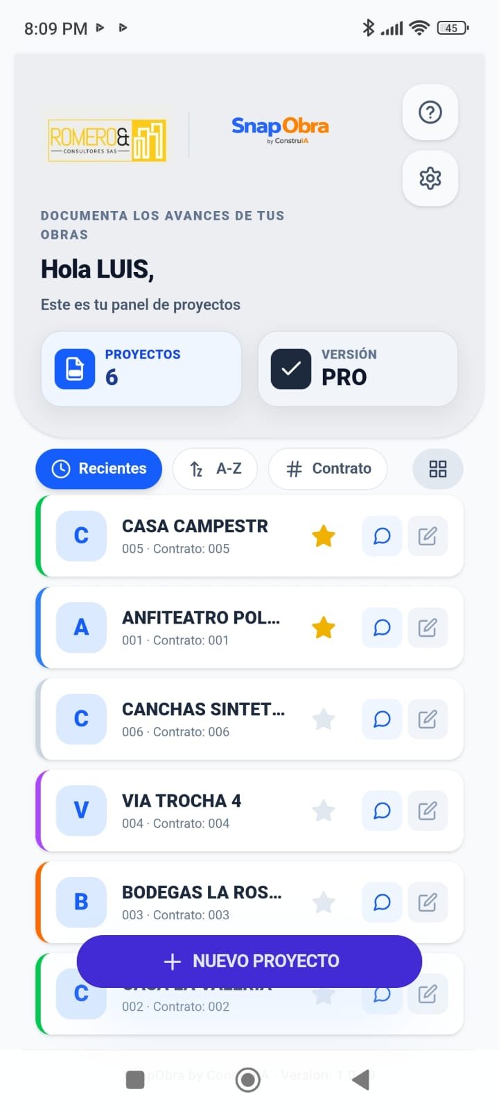 SnapObra en celular