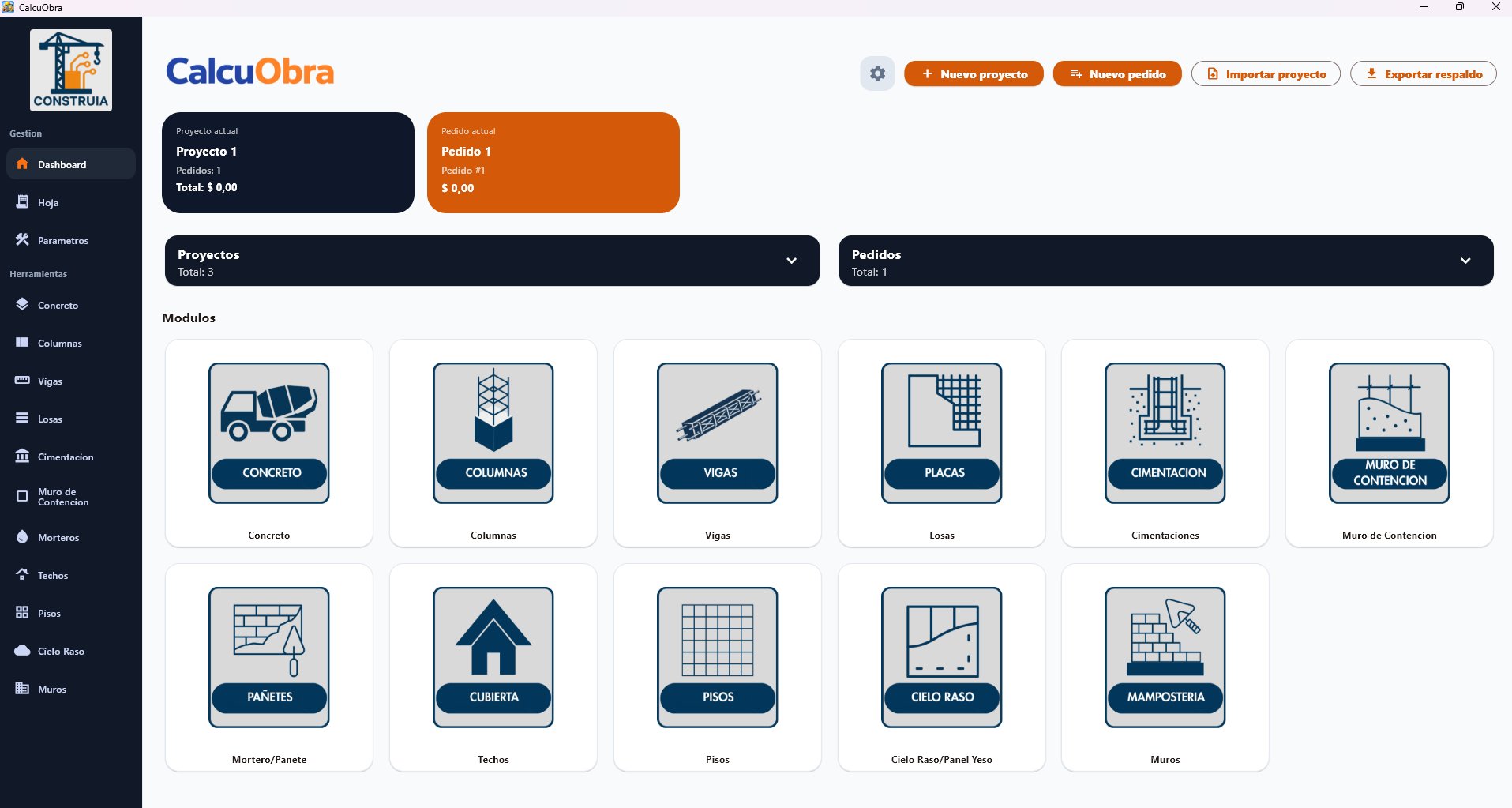 CalcuObra Dashboard